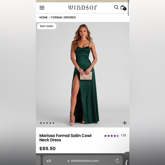 Windsor Dresses | Windsor Marissa Hunter Green Satin Gown Size: X Small | Color: Green | Size: 0 | Marlena314's Closet